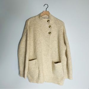 Zara Cram Knit Button Neck Cardigan NWT